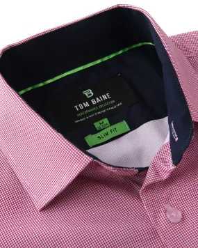 Men's Slim Fit Performance Long Sleeve Mini Plaid Shirt Red