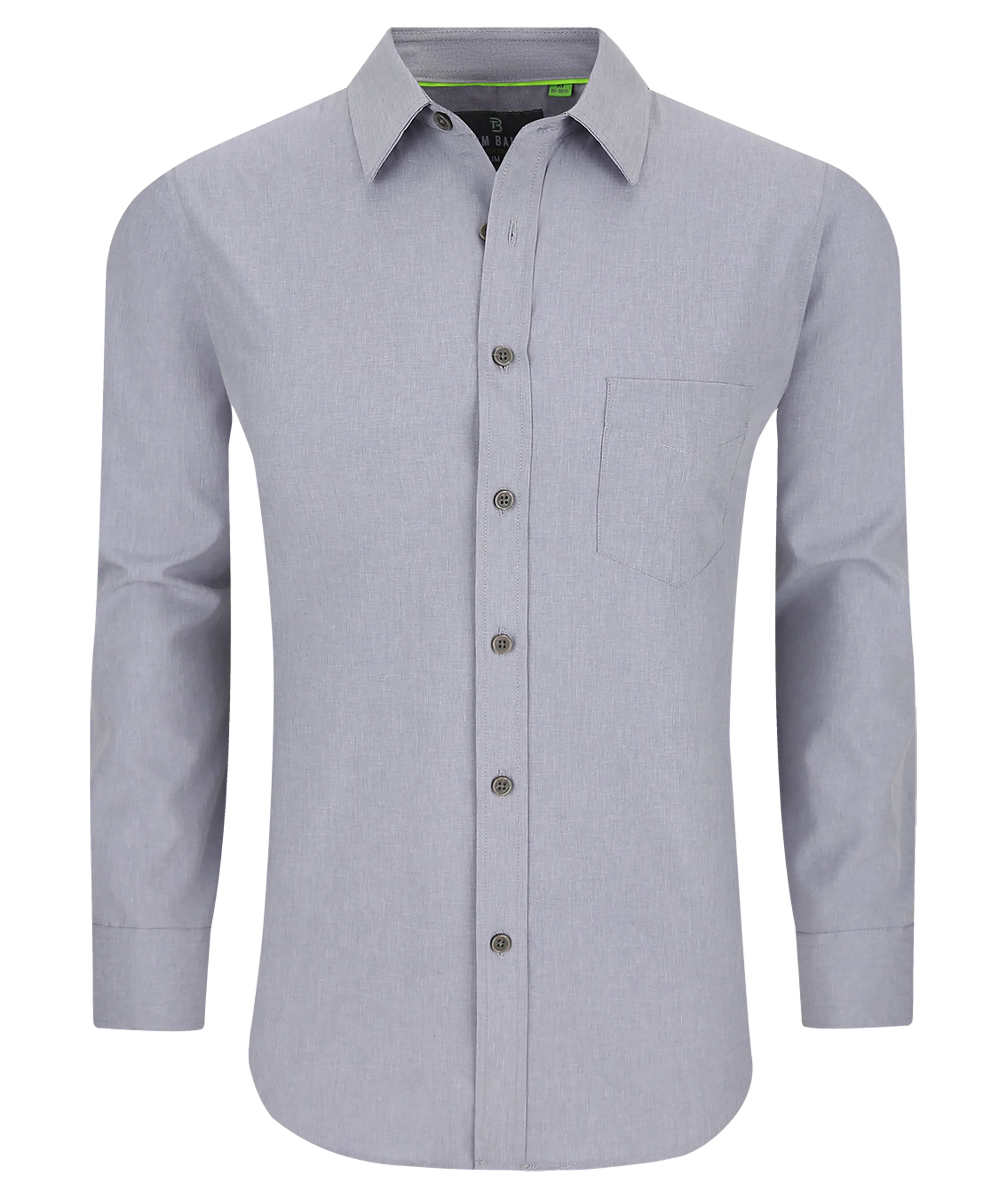 Men's Slim Fit Performance Long Sleeve Solid Shirt Silver