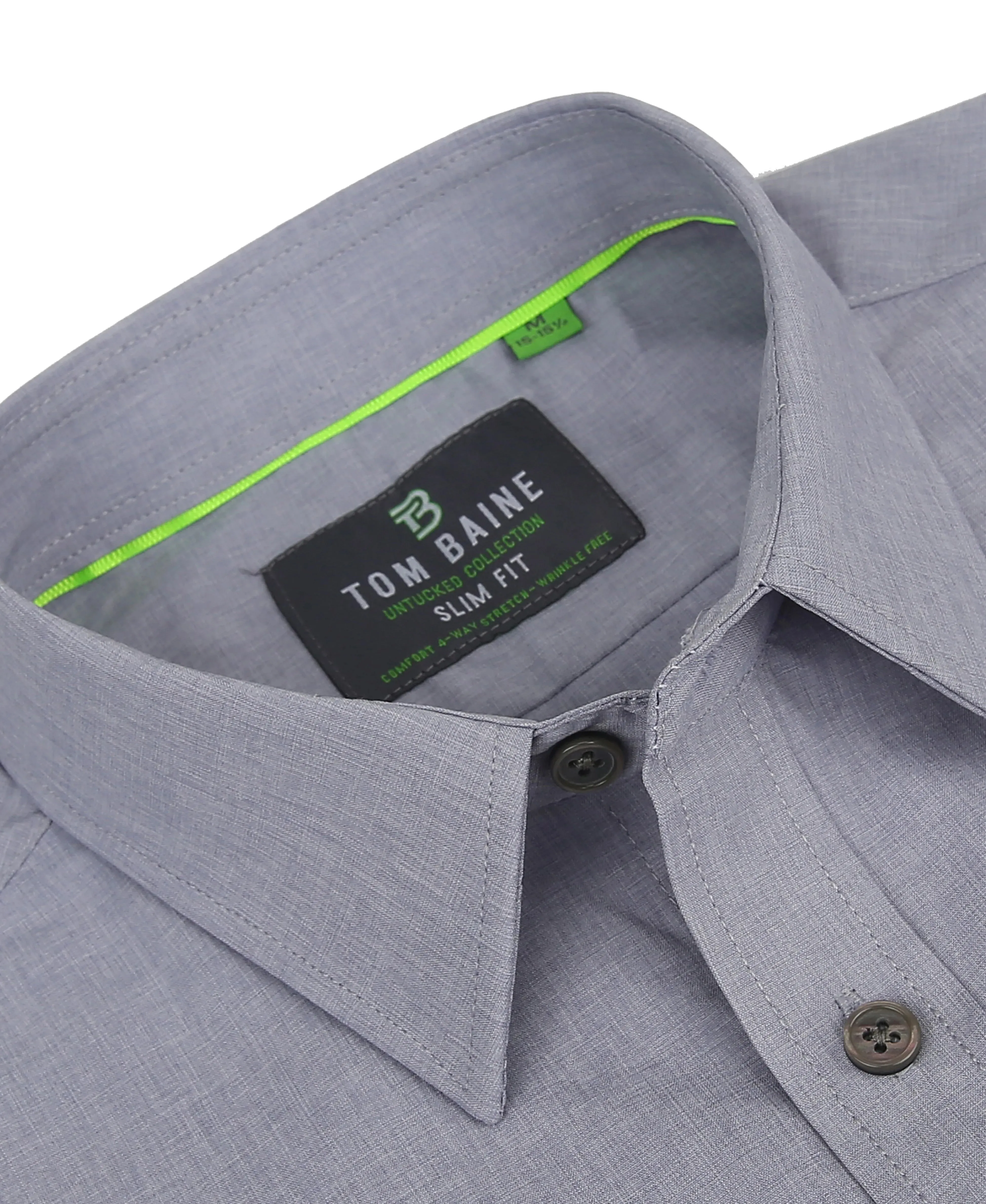 Men's Slim Fit Performance Long Sleeve Solid Shirt Silver