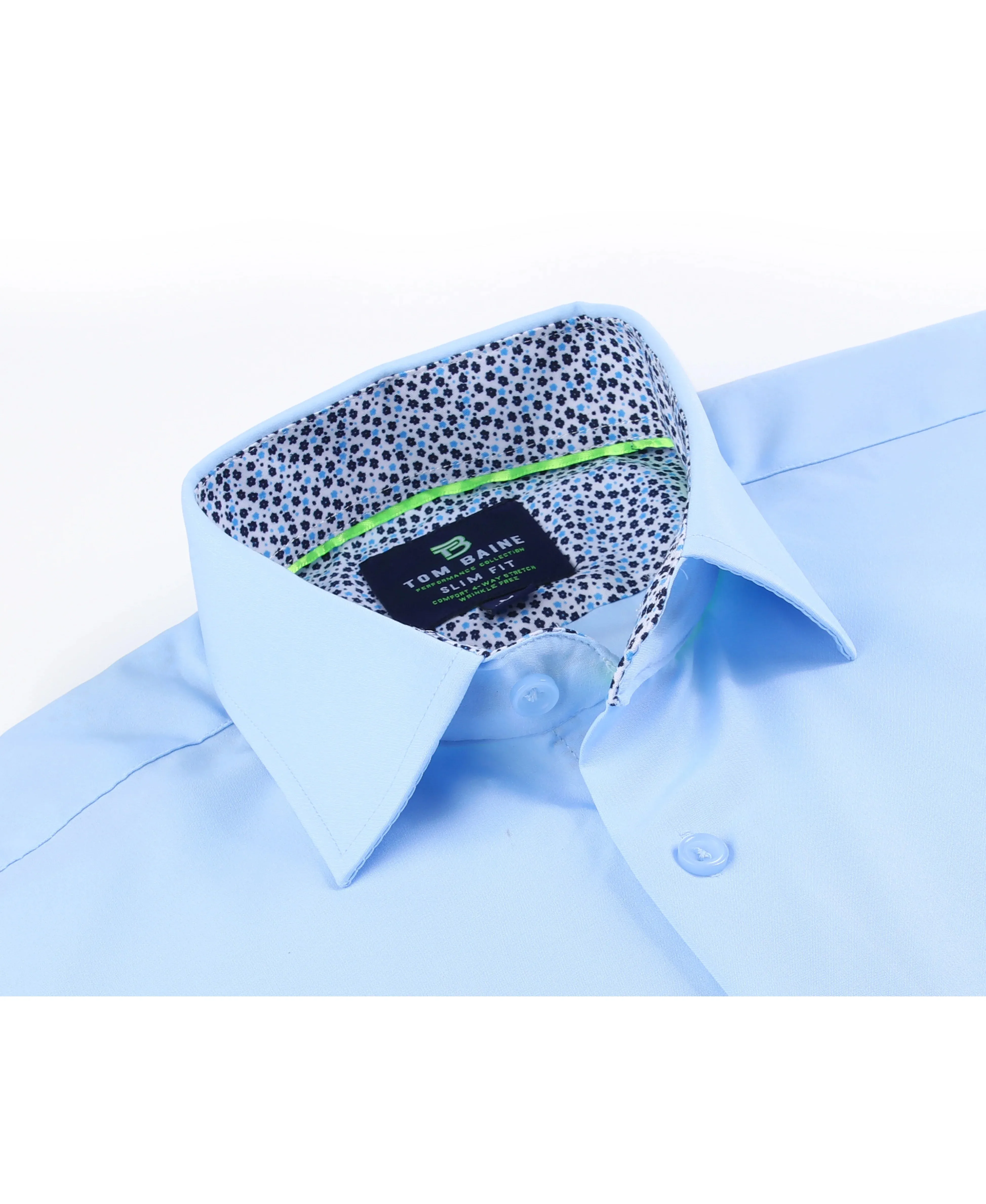 Men's Slim Fit Performance Long Sleeve Solid Shirt Sky Blue