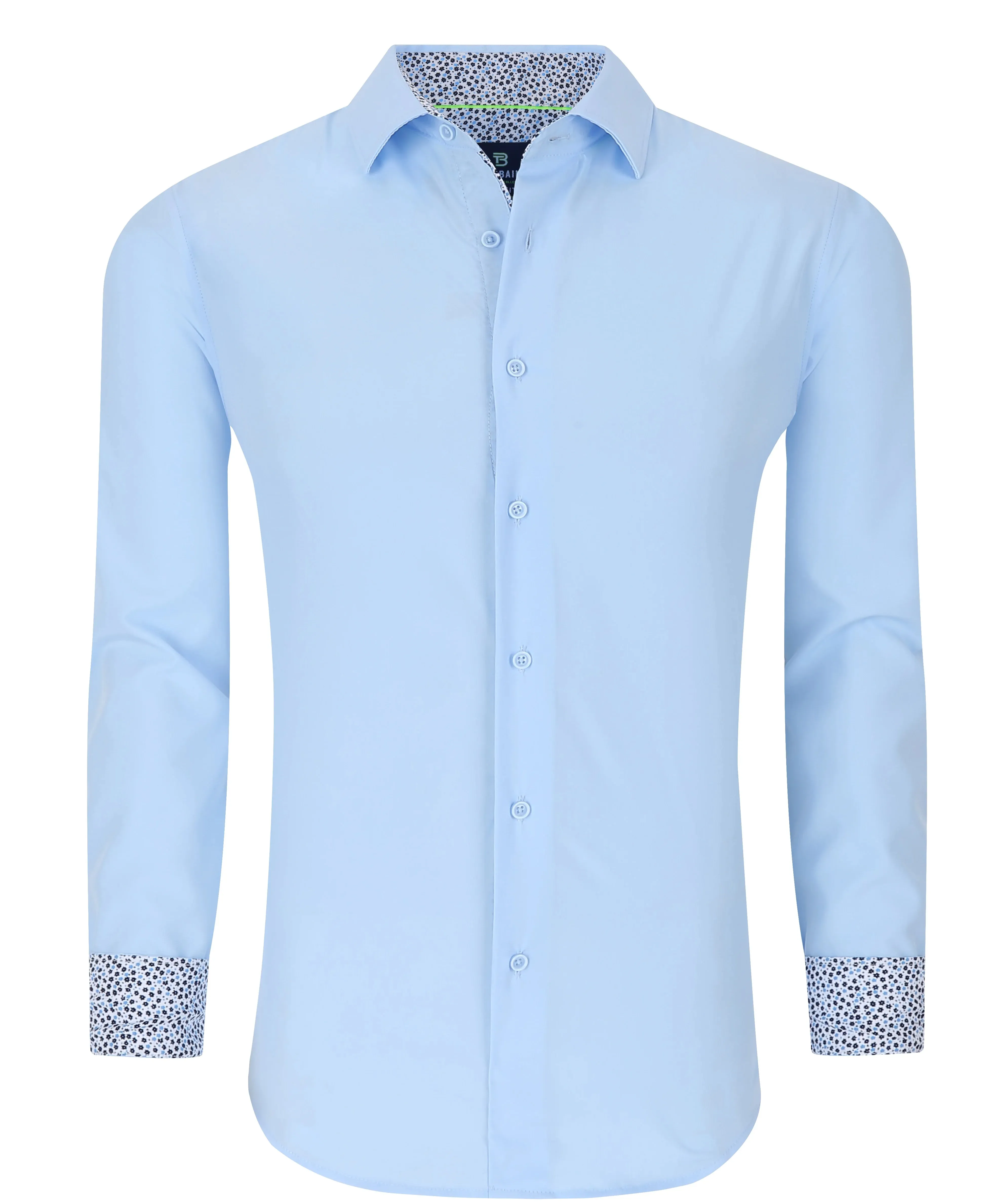 Men's Slim Fit Performance Long Sleeve Solid Shirt Sky Blue