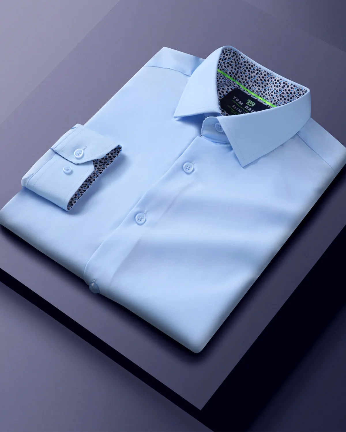 Men's Slim Fit Performance Long Sleeve Solid Shirt Sky Blue