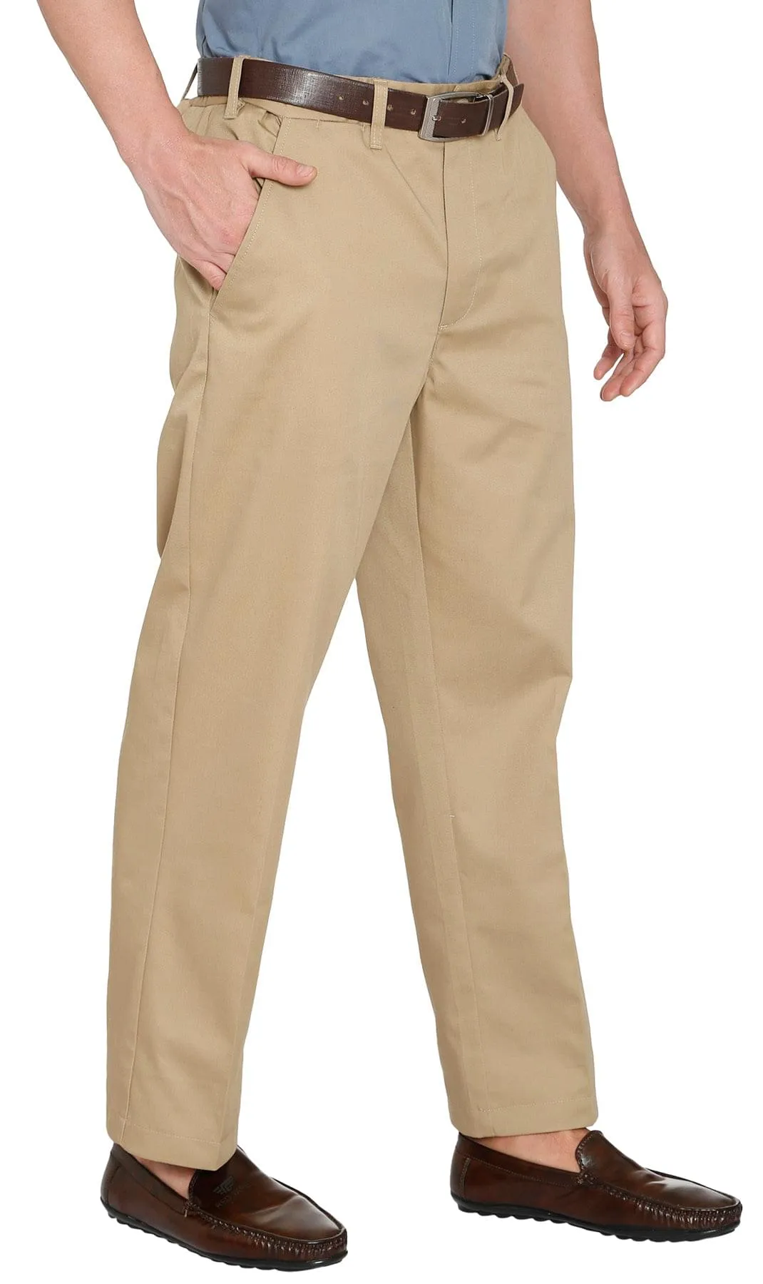 Men's Stretch Waist Chinos - Smooth Waistband Hides Comfy Elastic