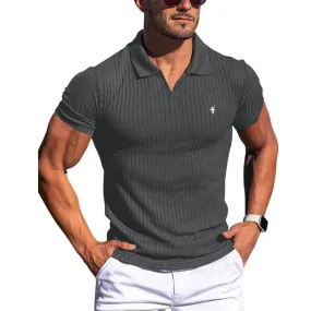 Men's Summer Turn Down Collar Popo-New Elastic Polo Shirt