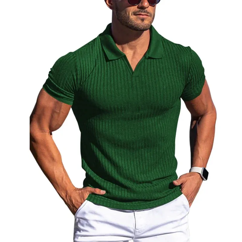 Men's Summer Turn Down Collar Popo-New Elastic Polo Shirt