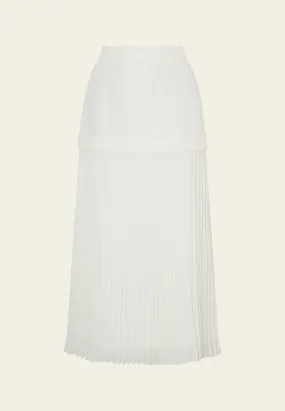Mesh-lace Chiffon-layered Maxi Skirt
