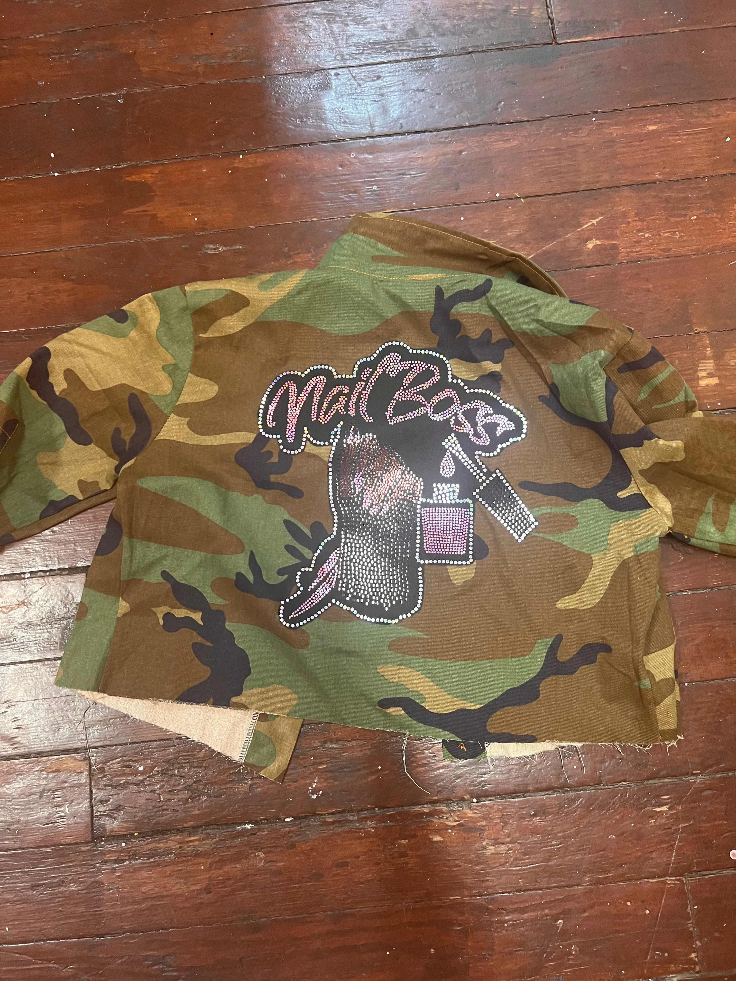 NAIL BOSS CAMOUFLAGE BLING Patchwork JACKET
