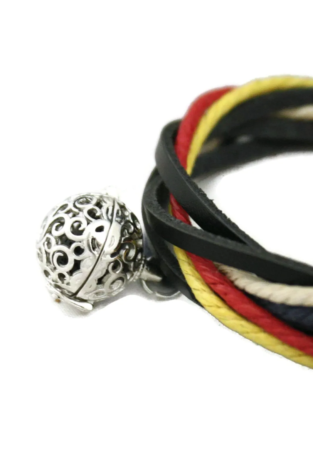 Nautical Essential Oil Diffuser Bracelet- Black Leather- Adjustable
