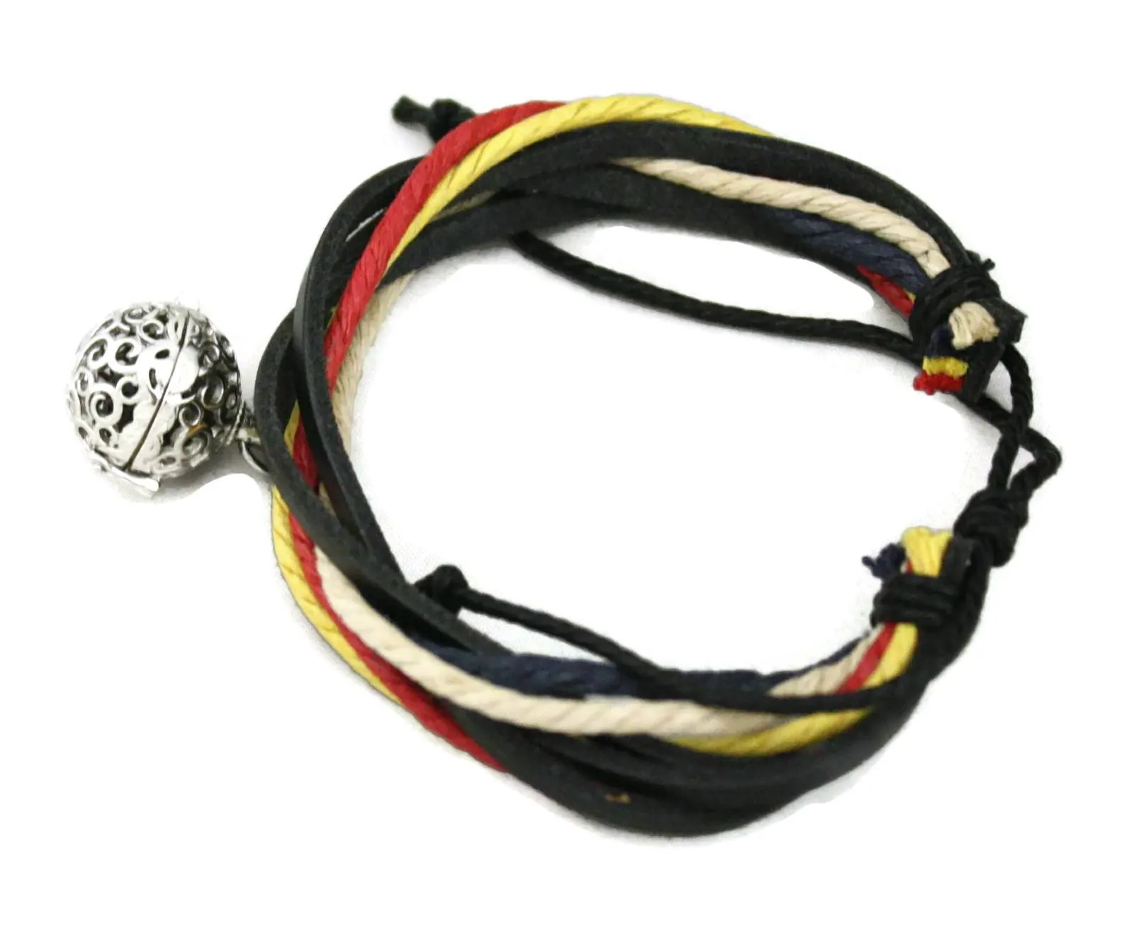 Nautical Essential Oil Diffuser Bracelet- Black Leather- Adjustable
