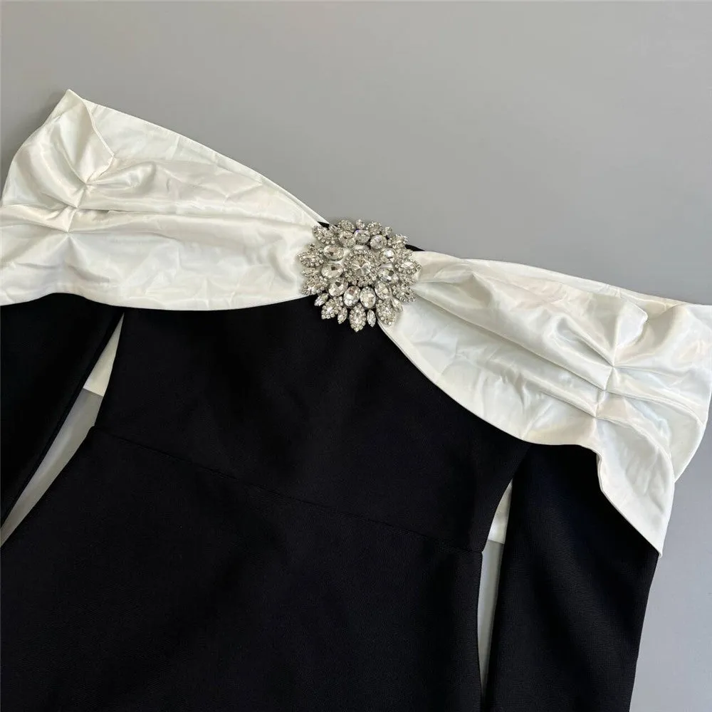 Off Shoulder Backless Diamond Bandage Formal Dress