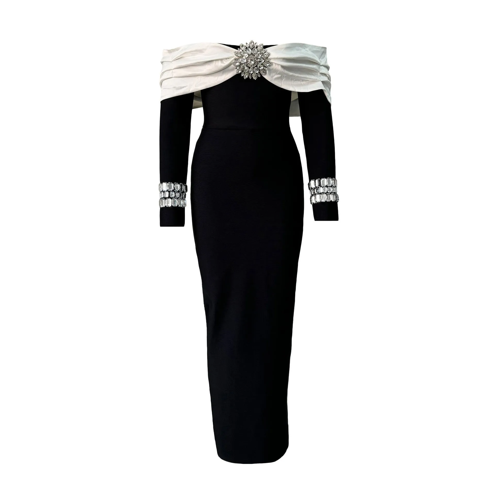 Off Shoulder Backless Diamond Bandage Formal Dress