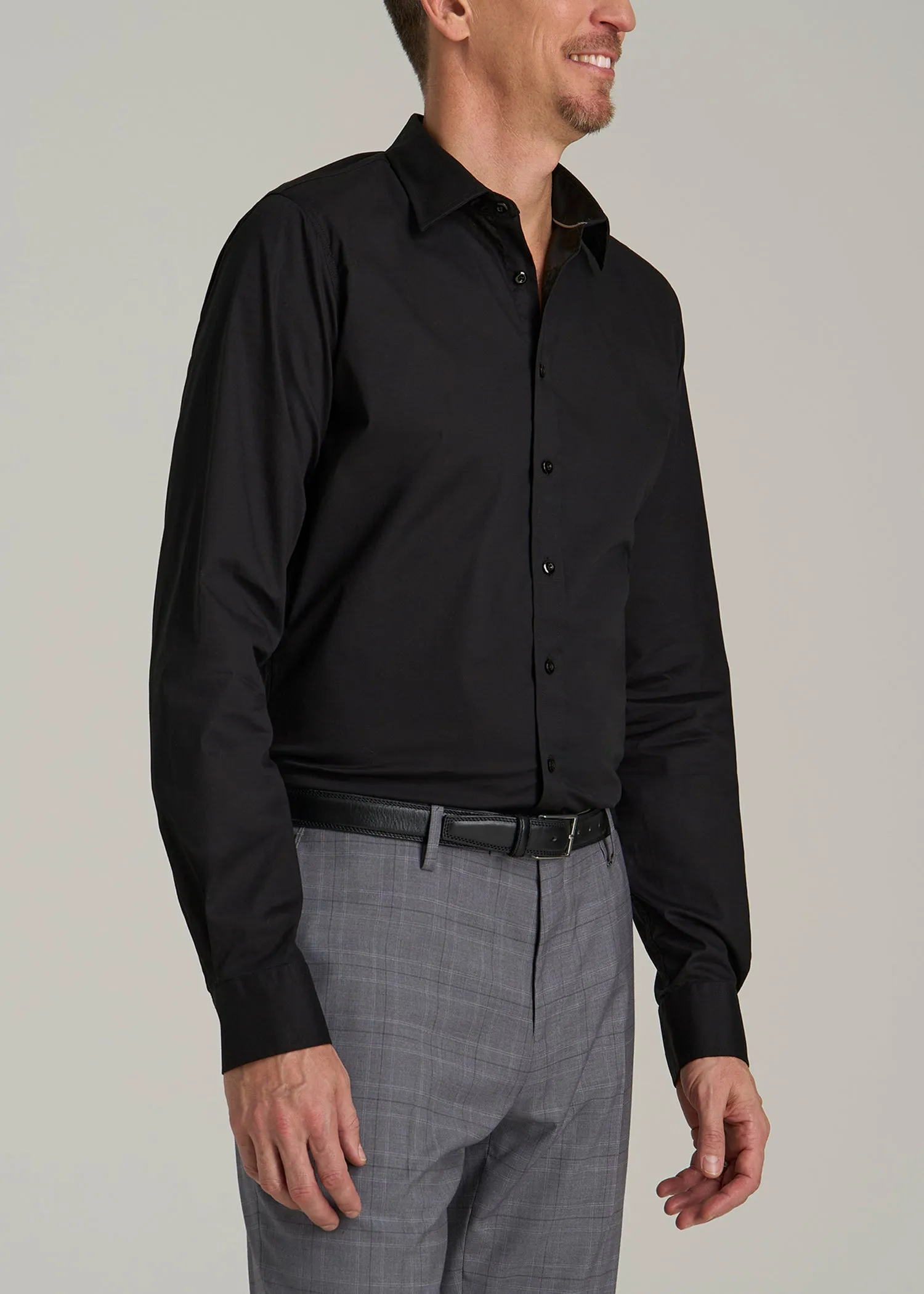Oskar Button-Up Dress Shirt for Tall Men in Black
