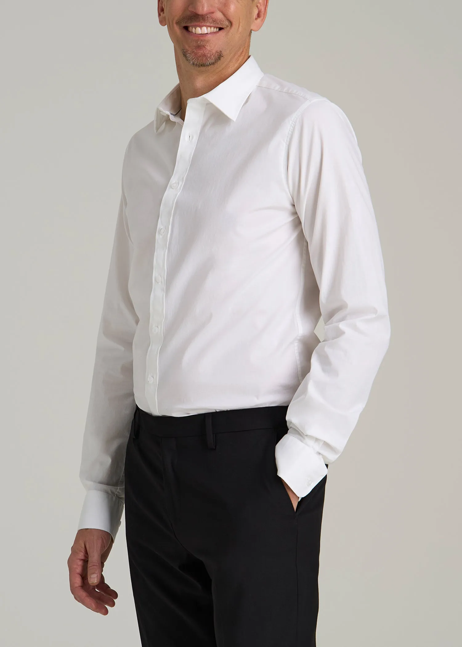 Oskar Button-Up Dress Shirt for Tall Men in Bright White