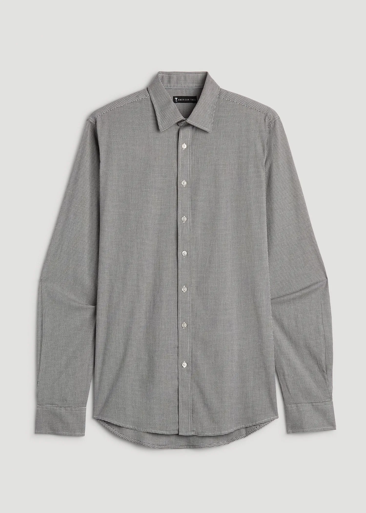 Oskar Button-Up Dress Shirt for Tall Men in Chocolate Houndstooth
