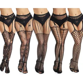 Pack Of 5 High Waist Tights Fishnet Stockings Thigh High Stockings Pantyhose