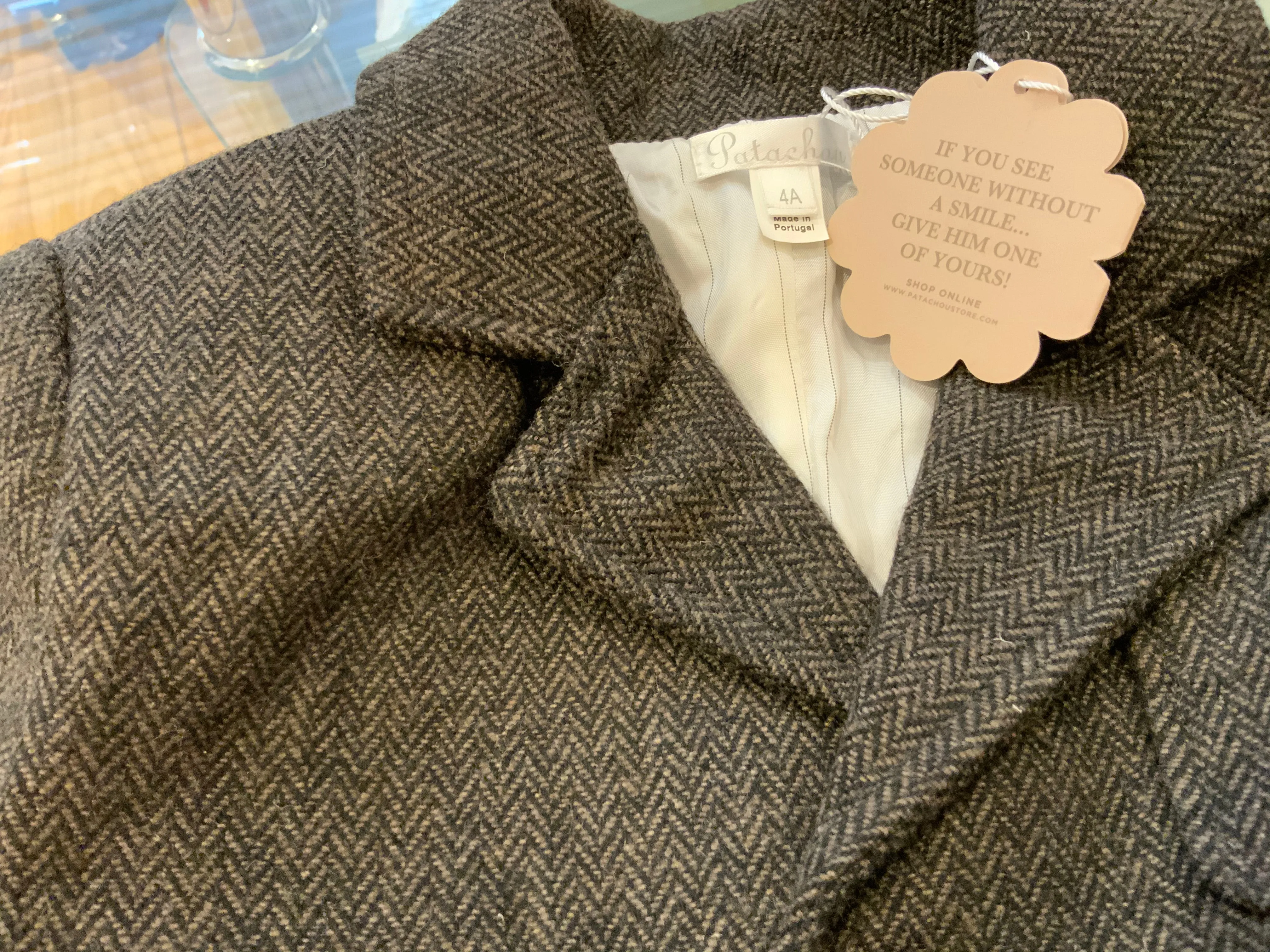 Patachou Boys' Herringbone Wool Peacoat Coat Size 4 years children