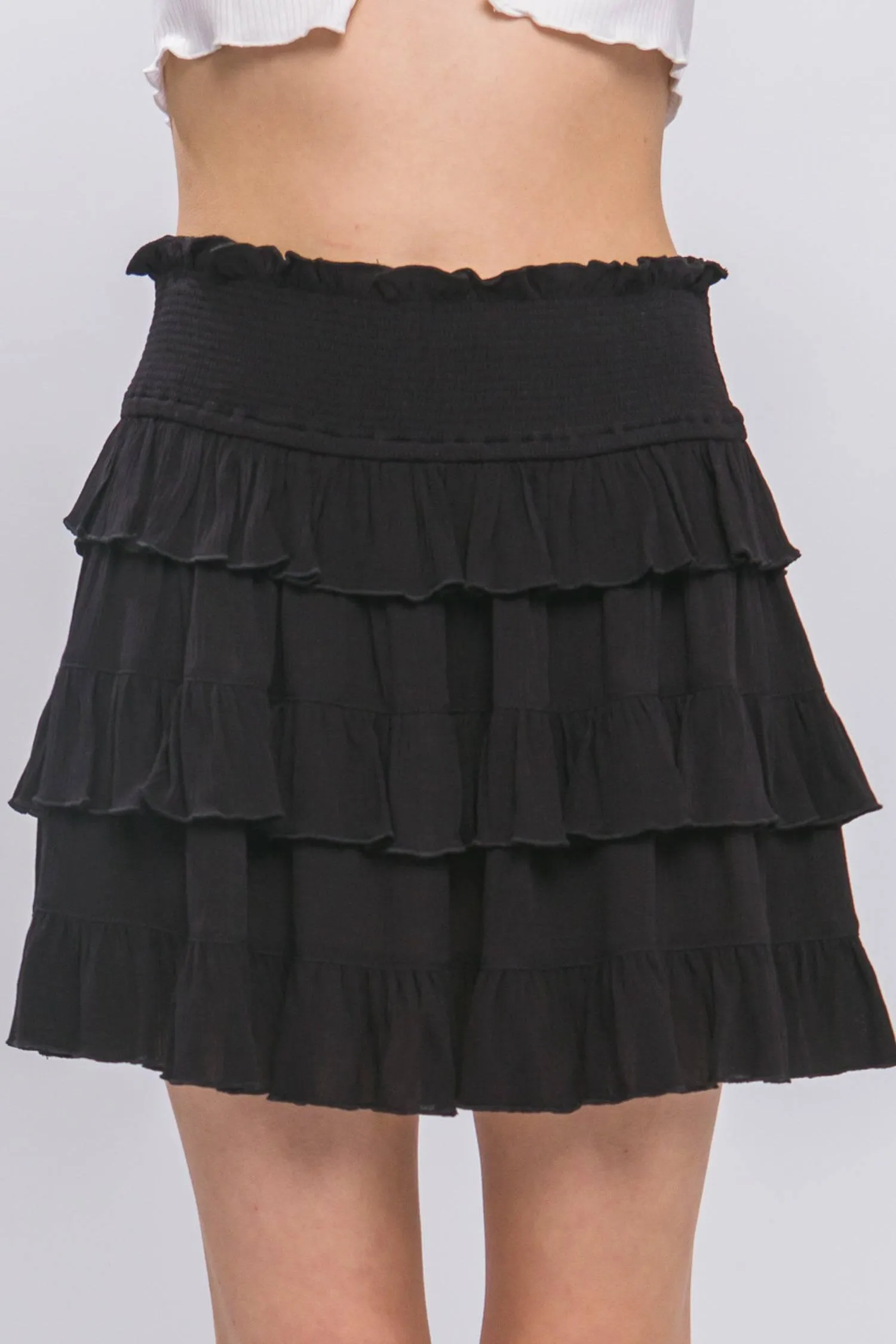Radiant Ruffle Flirty Boho Tiered Layered  Skyler Skirt