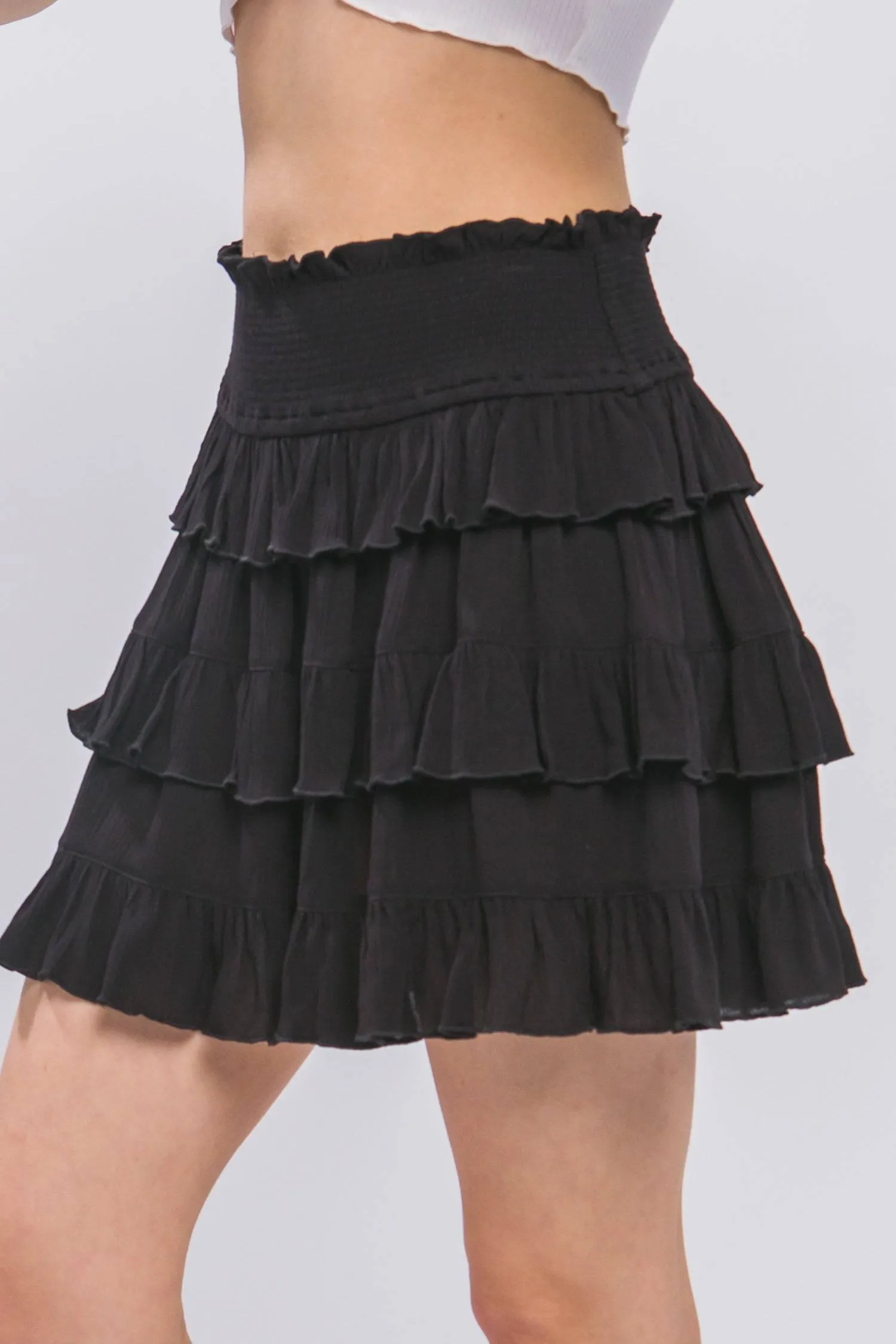 Radiant Ruffle Flirty Boho Tiered Layered  Skyler Skirt
