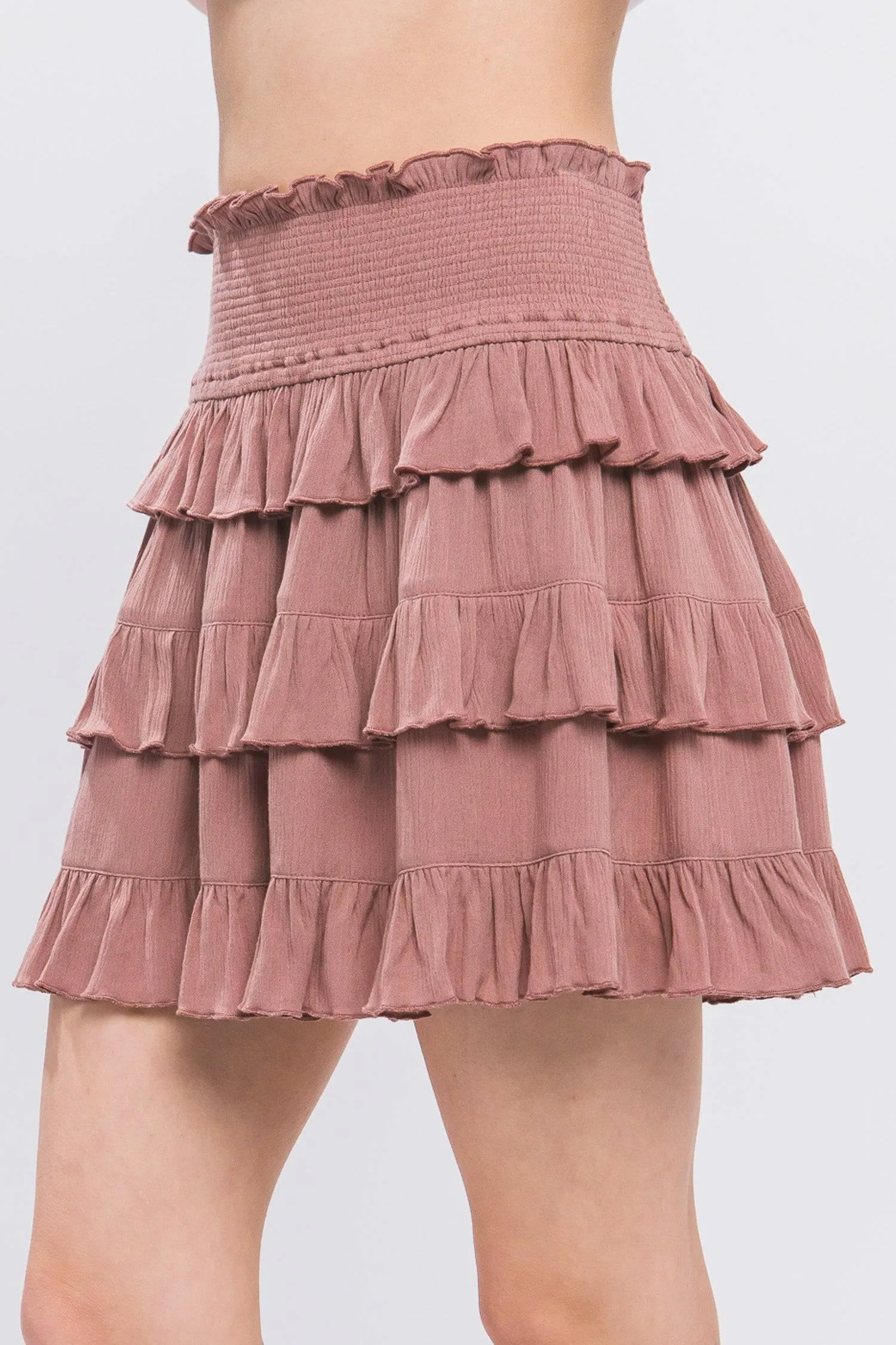 Radiant Ruffle Flirty Boho Tiered Layered  Skyler Skirt
