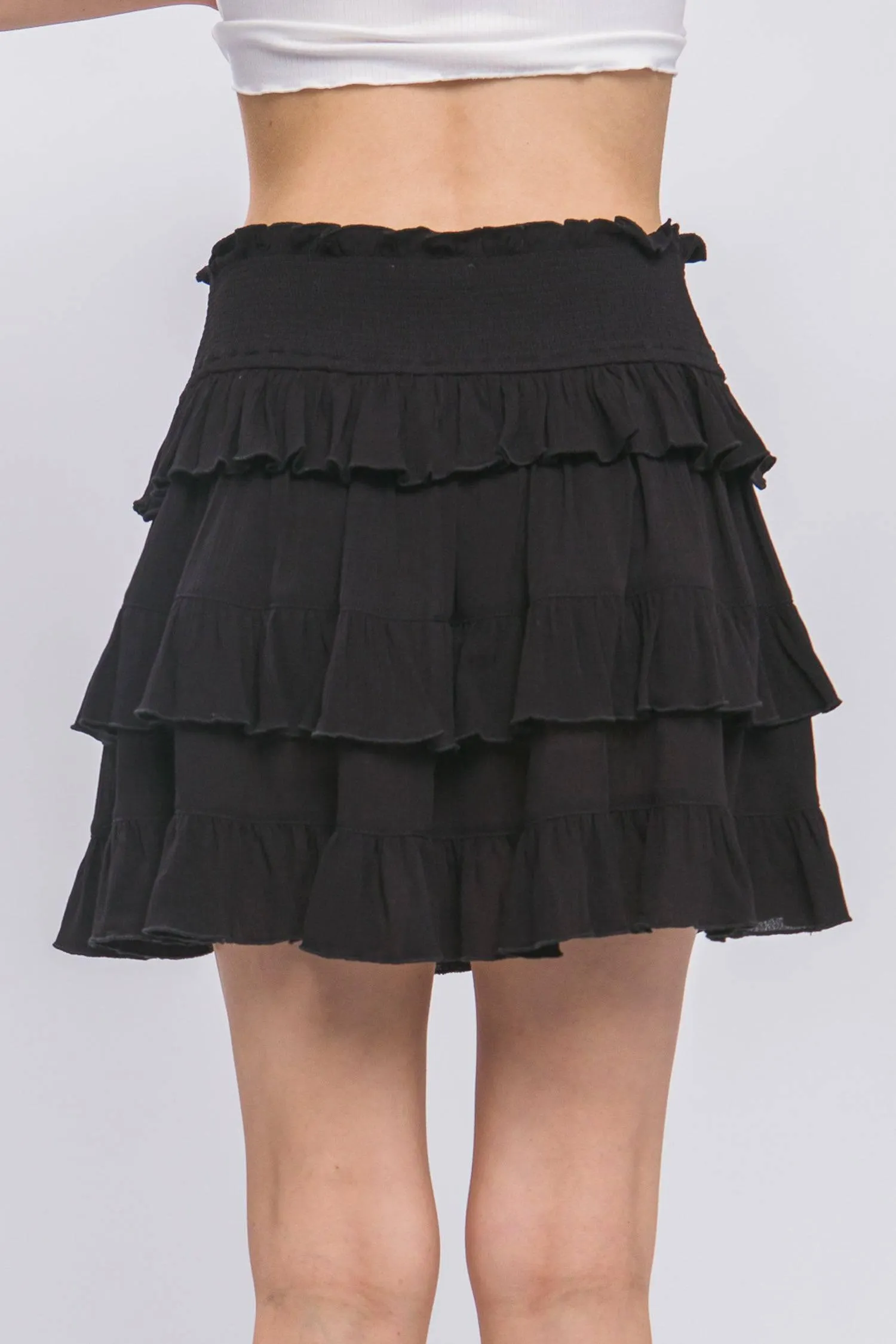 Radiant Ruffle Flirty Boho Tiered Layered  Skyler Skirt