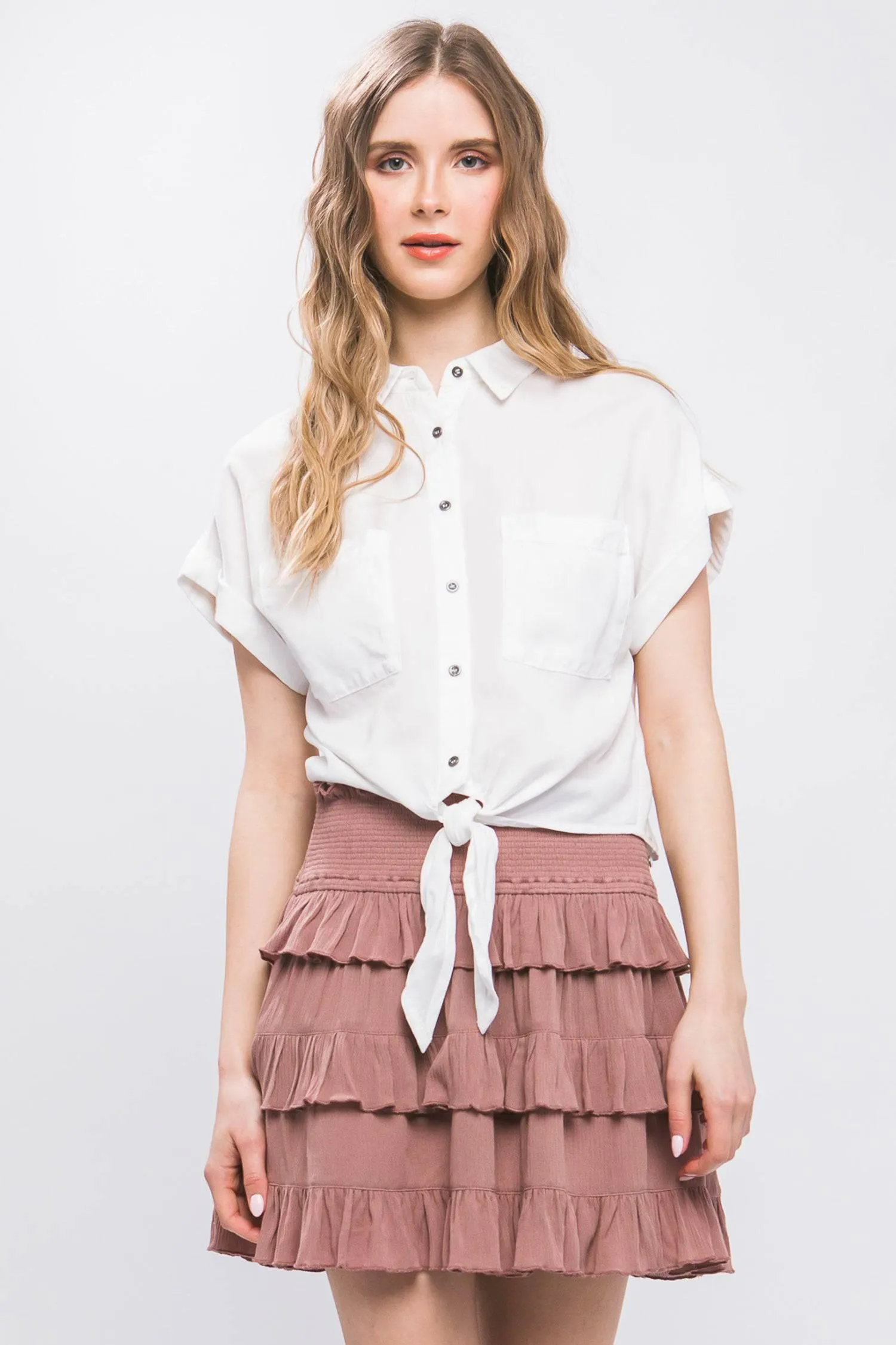 Radiant Ruffle Flirty Boho Tiered Layered  Skyler Skirt