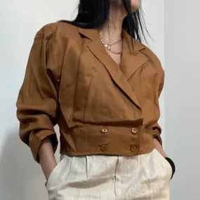 Rae Linen Double Breasted Cropped Structure Jacket