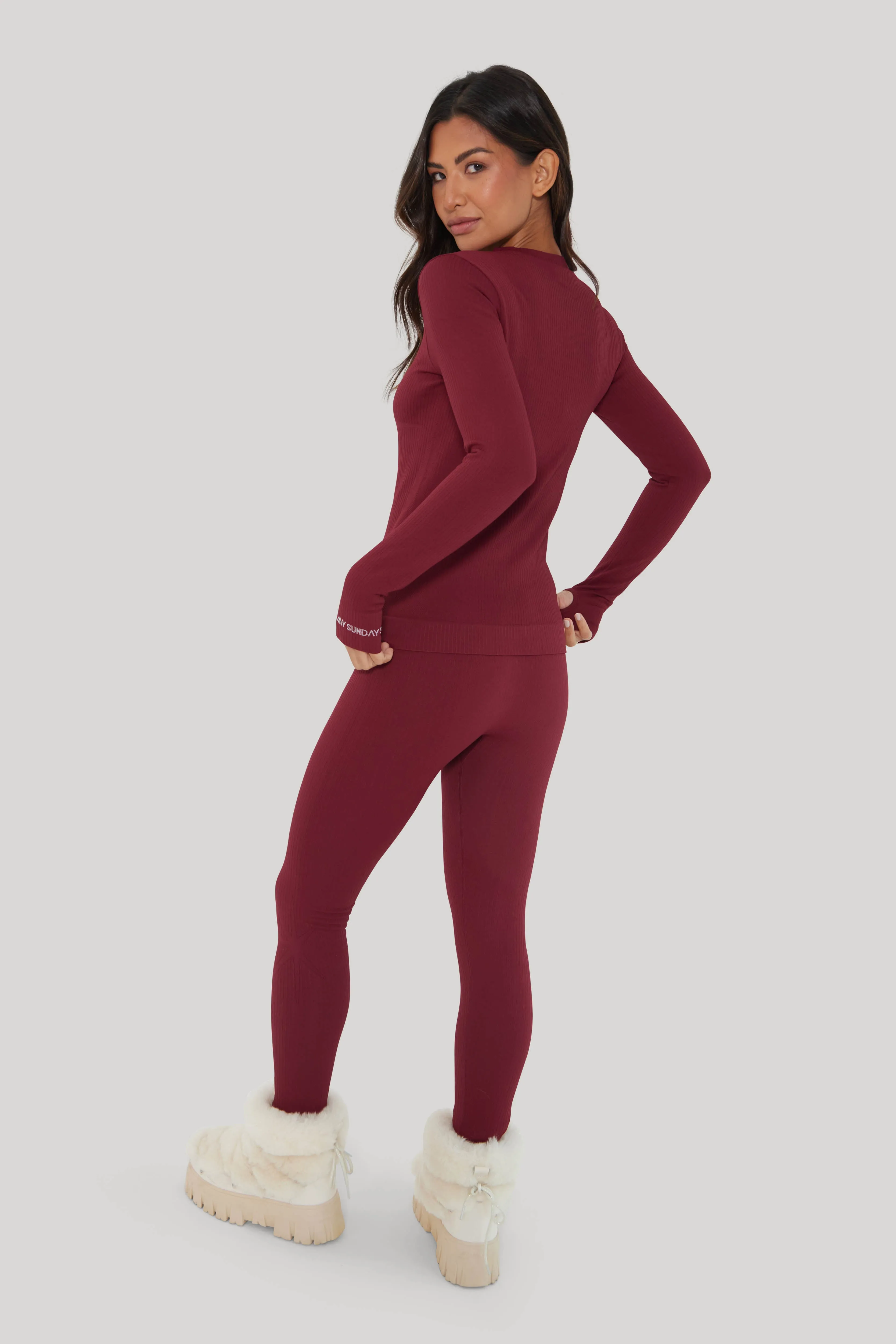 Ribbed Base Layer Set - Cabernet