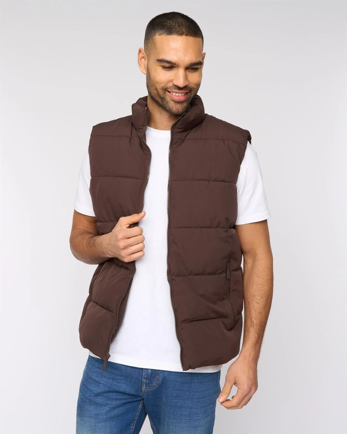 Stanten Puffer Gilet Dark Brown