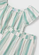 Striped Jade Wide Leg Linen Pants 2 Piece Set