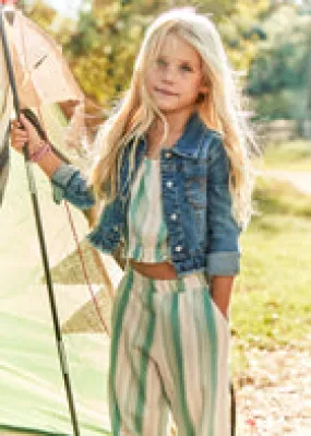 Striped Jade Wide Leg Linen Pants 2 Piece Set