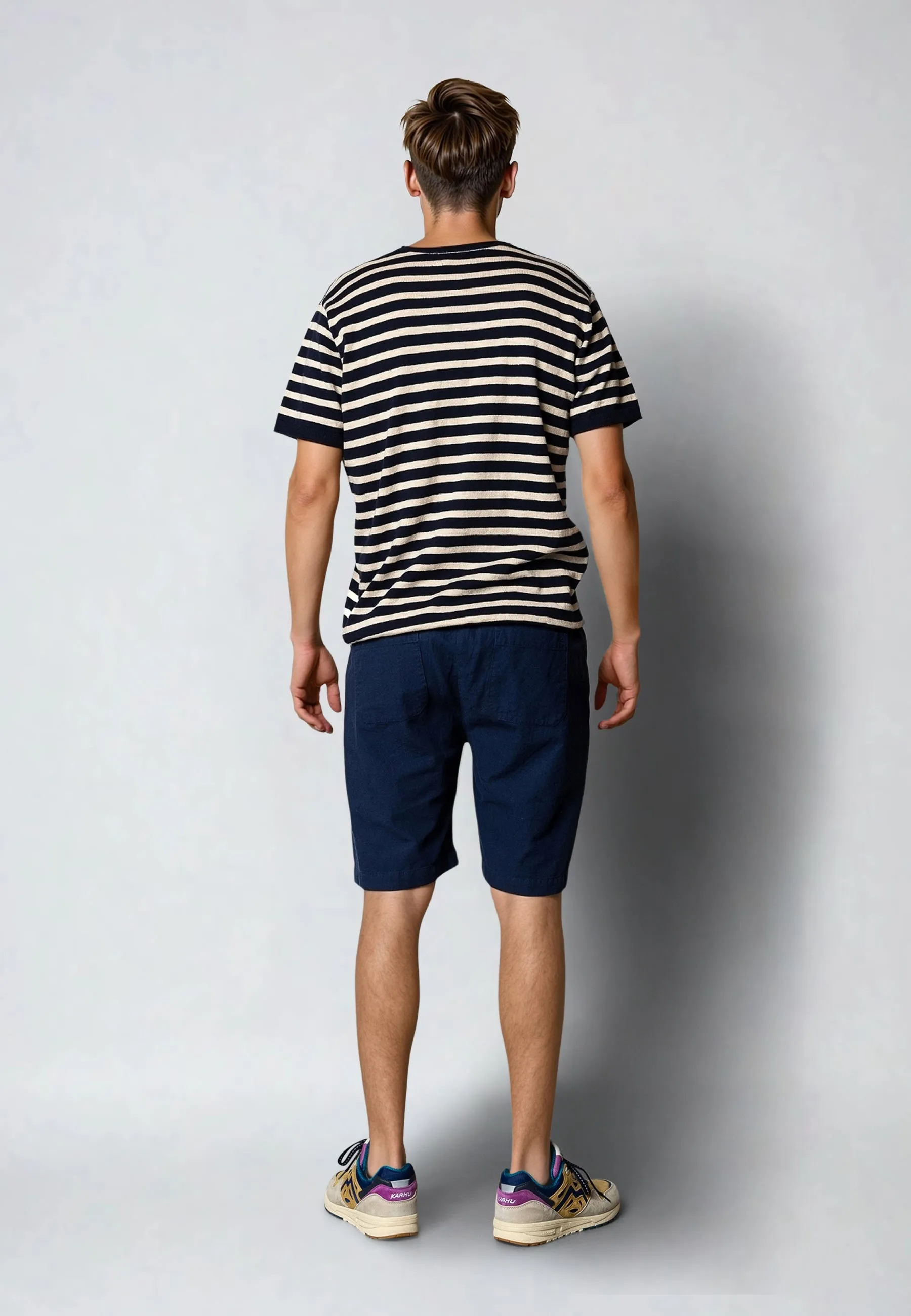 Thomas stripe knitted t-shirt - Navy/Ecru striped