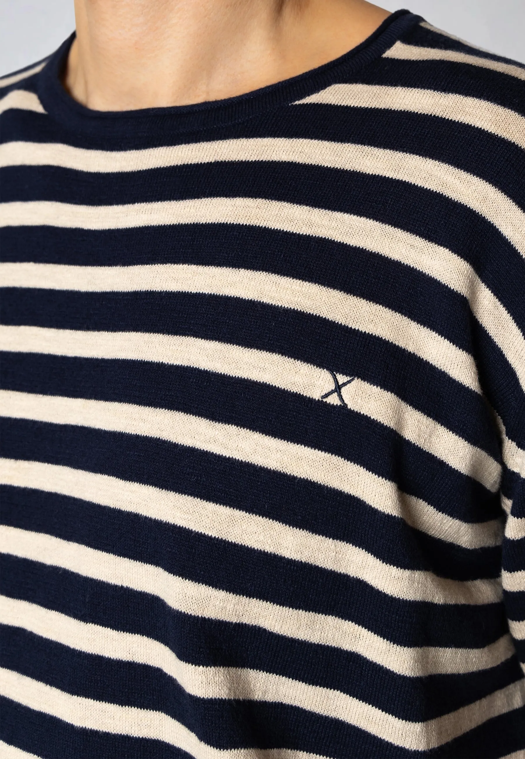 Thomas stripe knitted t-shirt - Navy/Ecru striped
