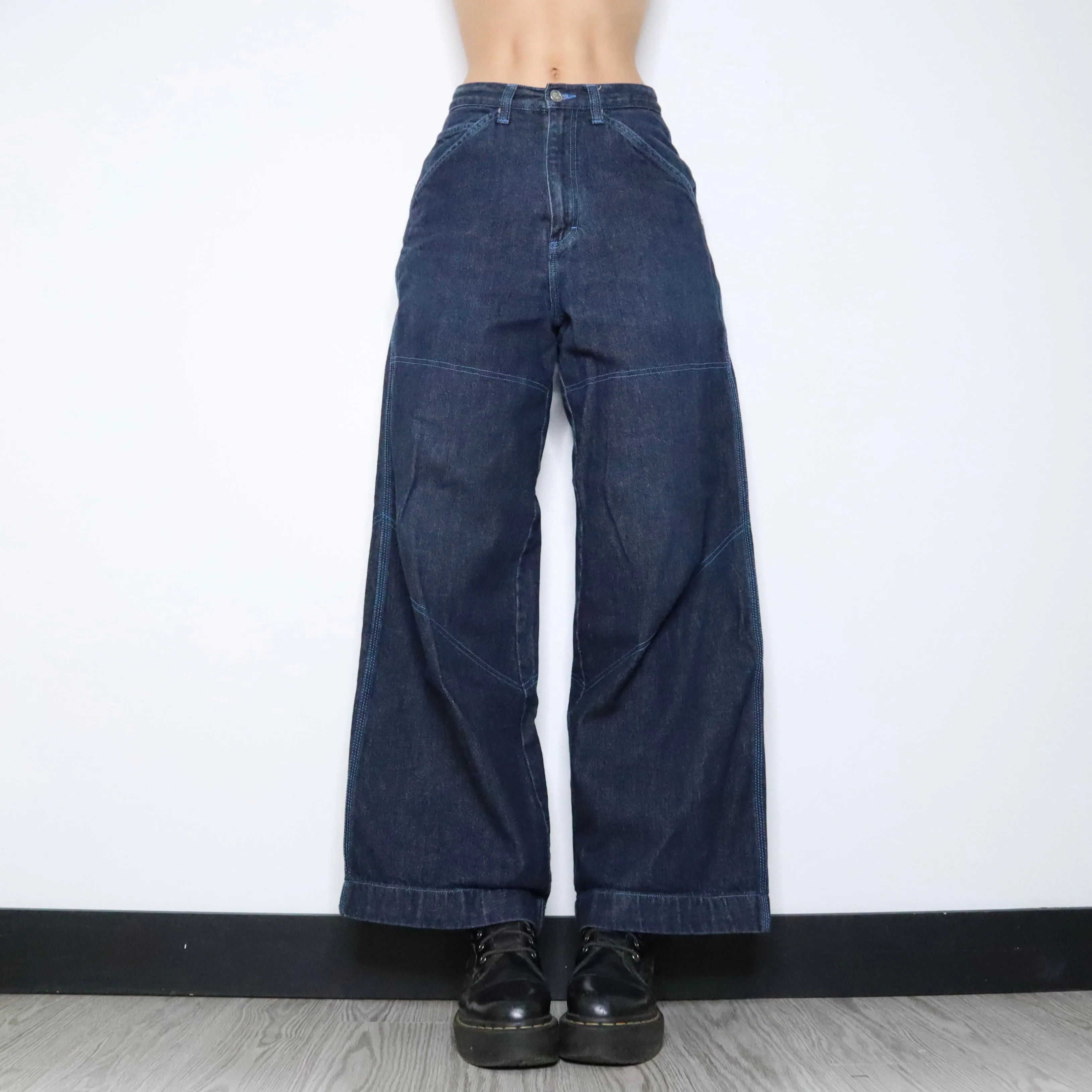 Vintage 90s Baggy Raver Wide Leg Jeans (Medium)