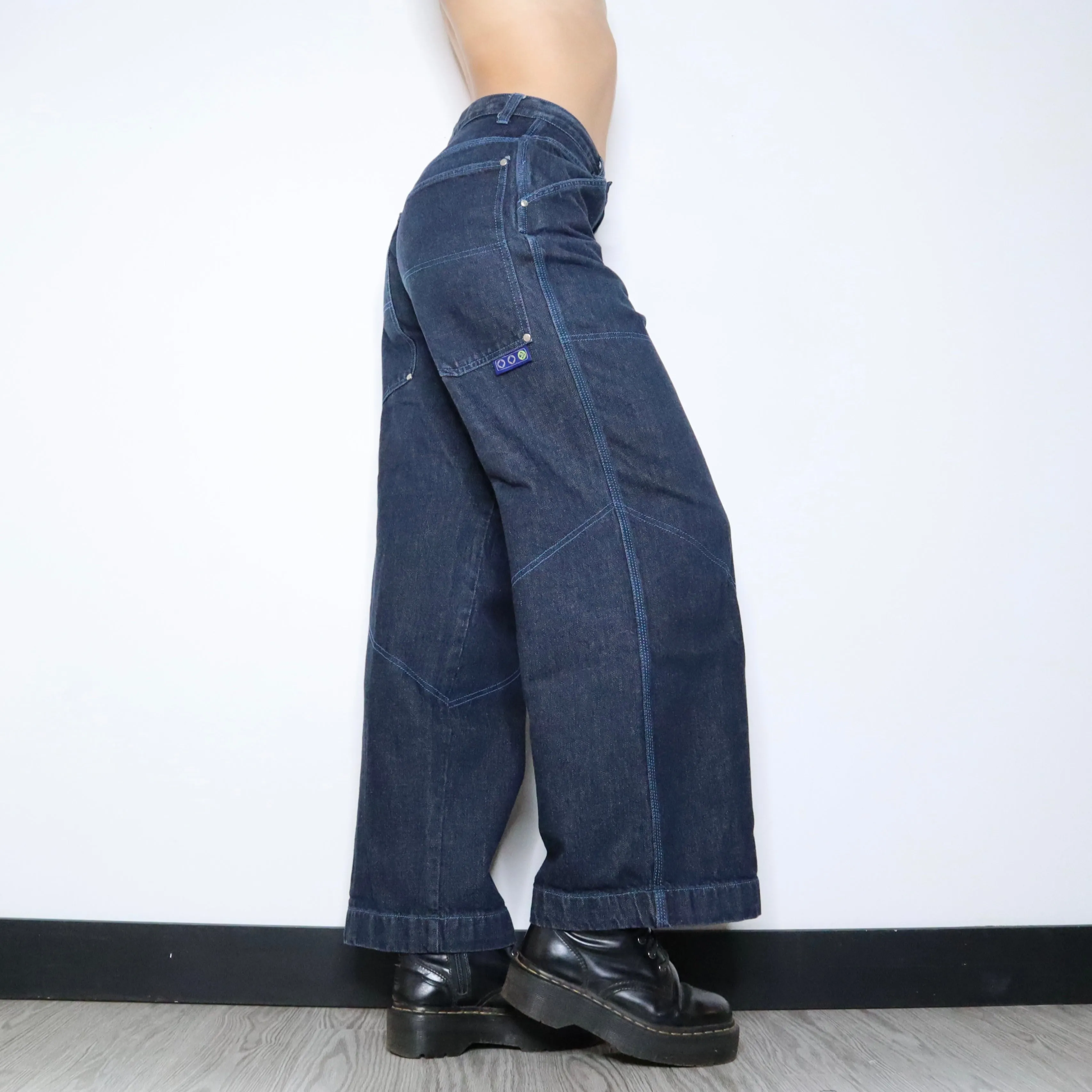 Vintage 90s Baggy Raver Wide Leg Jeans (Medium)