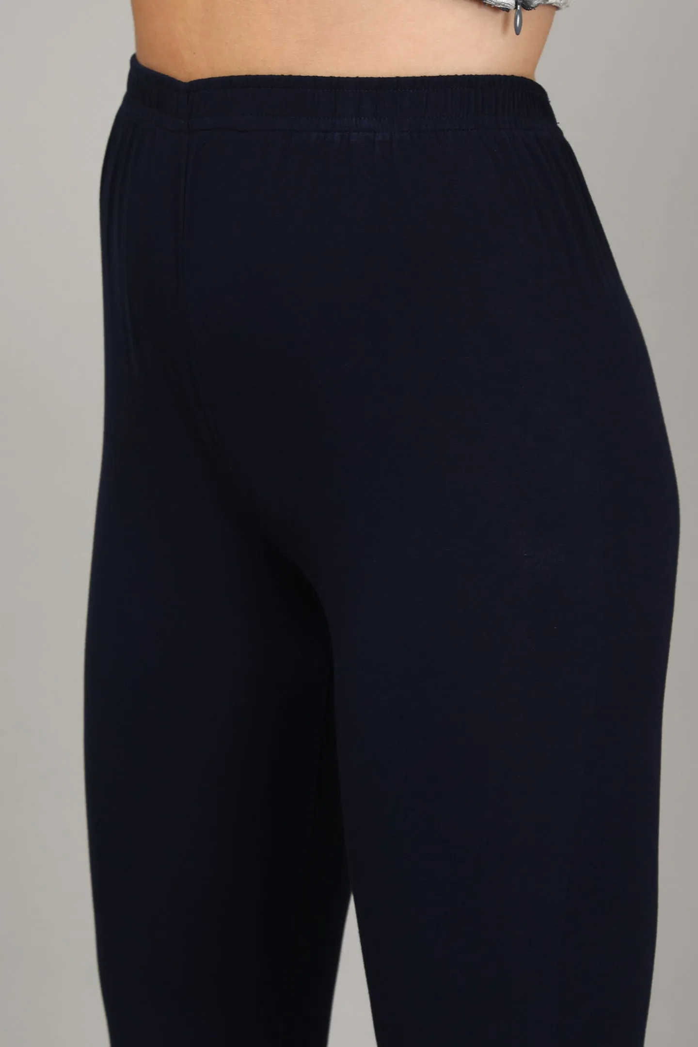 VISCOSE ANKLE LEGGINGS - NAVY