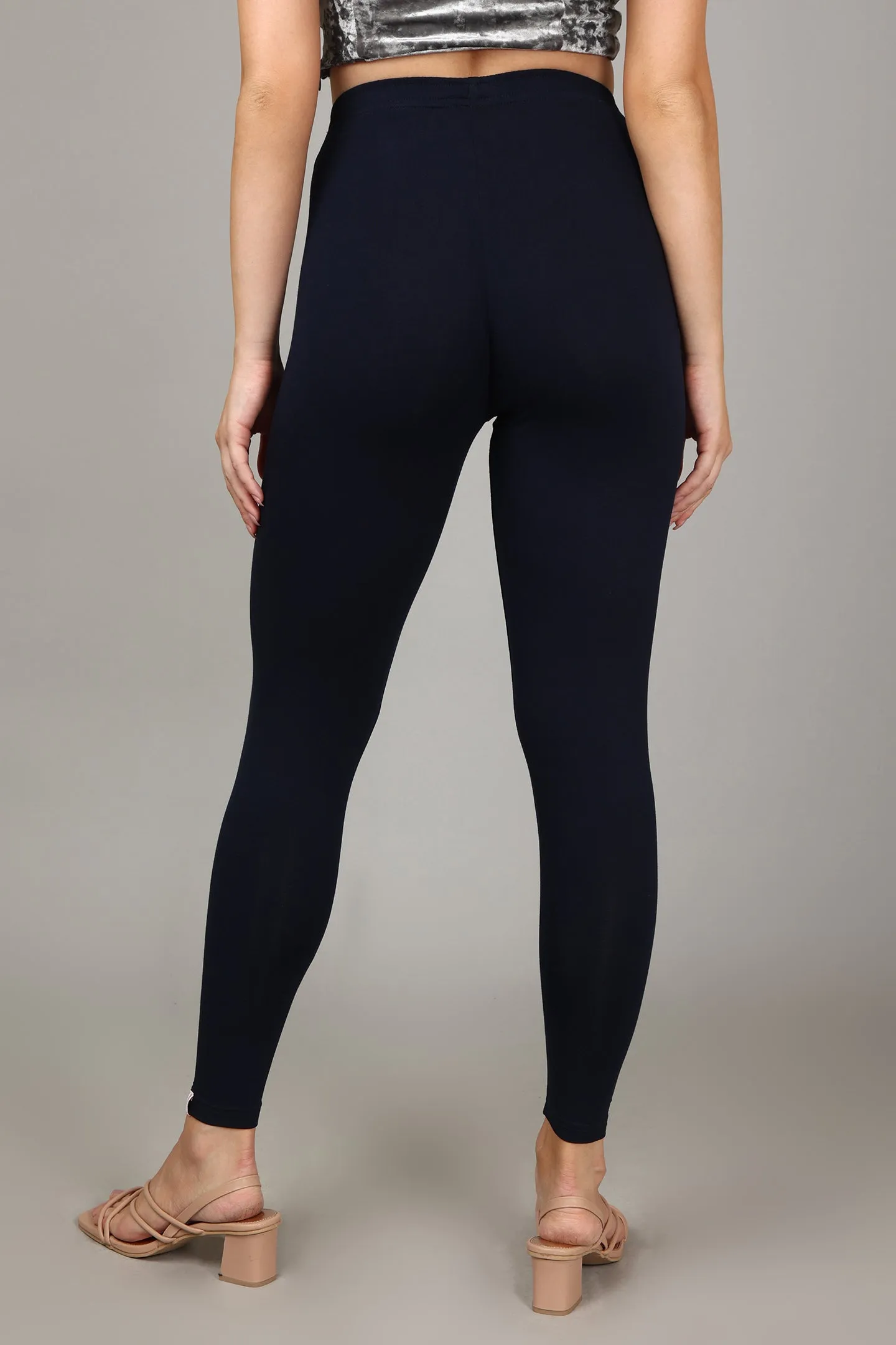 VISCOSE ANKLE LEGGINGS - NAVY