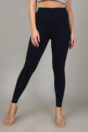 VISCOSE ANKLE LEGGINGS - NAVY