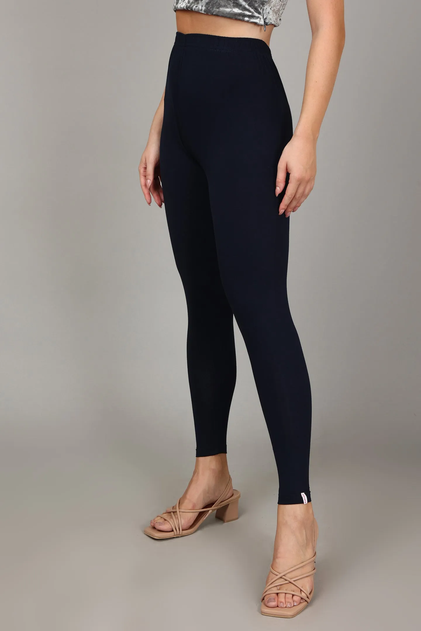 VISCOSE ANKLE LEGGINGS - NAVY